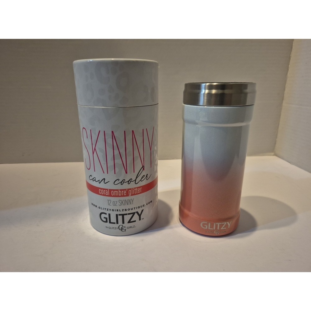 Glitzy Girlz Boutique Can Cooler - 12oz Coral Ombre' Glitter